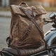 RTWR MTRS Nomad Vintage Backpack on a vintage scrambler