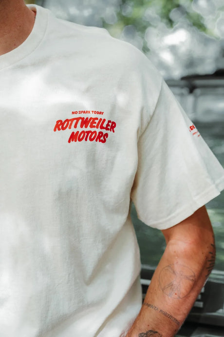 Rottweiler Motors No Spark Today shirt front logo